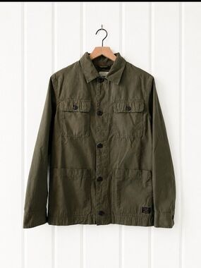 H&M Men’s Olive Green Chore Coat Utility Workwear Field Jacket 4 Pocket S